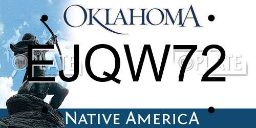 EJQW72 Oklahoma License Plate