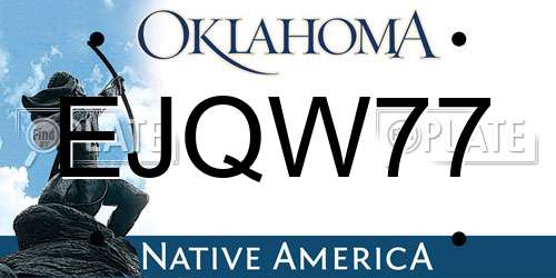 EJQW77 Oklahoma License Plate