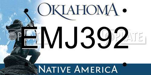 EMJ392 Oklahoma License Plate