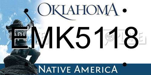 EMK5118 Oklahoma License Plate