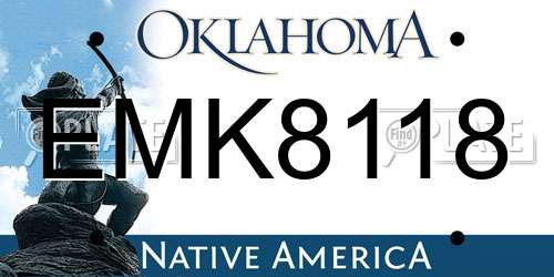 EMK8118 Oklahoma License Plate