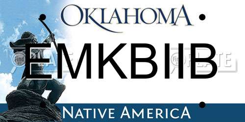 EMKBIIB Oklahoma License Plate