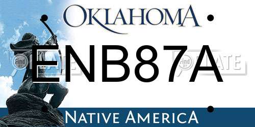 ENB87A Oklahoma License Plate