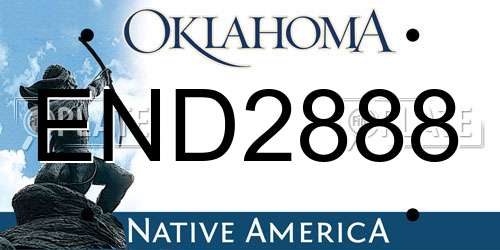 END2888 Oklahoma License Plate