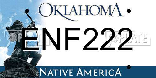 ENF222 Oklahoma License Plate