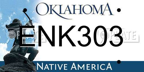 ENK303 Oklahoma License Plate