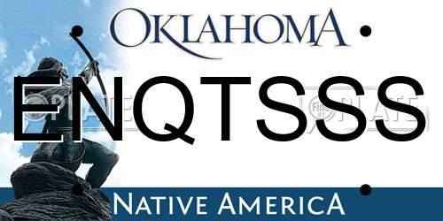 ENQTSSS Oklahoma License Plate