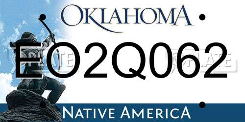 EO2Q062 Oklahoma License Plate