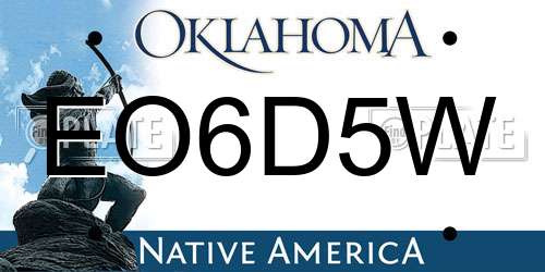 EO6D5W Oklahoma License Plate