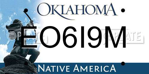 EO6I9M Oklahoma License Plate