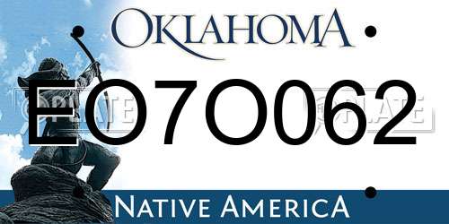 EO7O062 Oklahoma License Plate