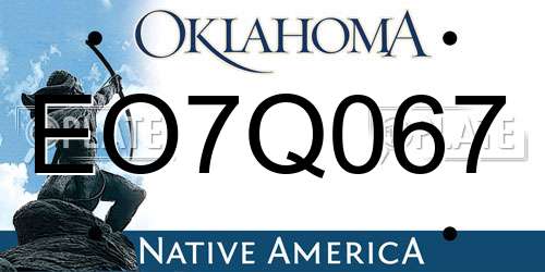 EO7Q067 Oklahoma License Plate
