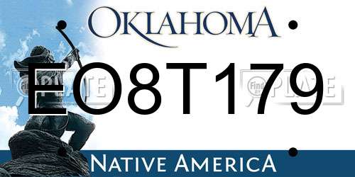 EO8T179 Oklahoma License Plate