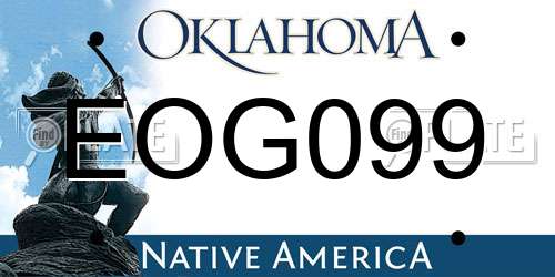 EOG099 Oklahoma License Plate