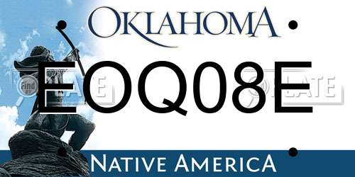 EOQ08E Oklahoma License Plate