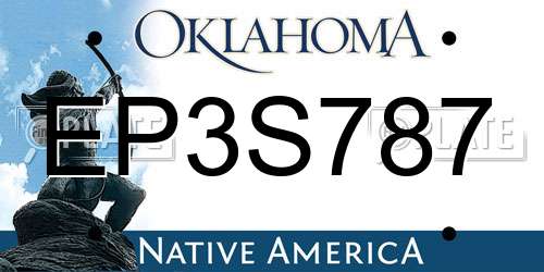 EP3S787 Oklahoma License Plate