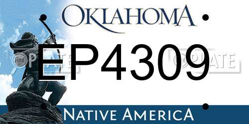 EP4309 Oklahoma License Plate
