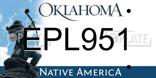 EPL951 Oklahoma License Plate