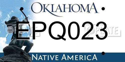 EPQ023 Oklahoma License Plate
