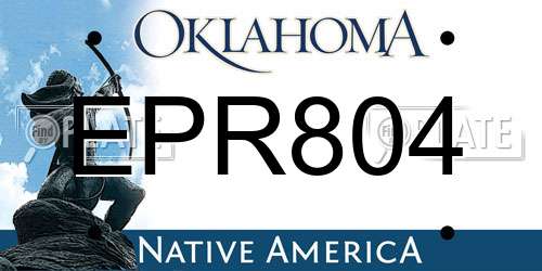 EPR804 Oklahoma License Plate