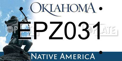EPZ031 Oklahoma License Plate