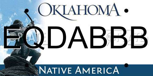 EQDABBB Oklahoma License Plate