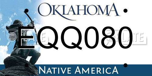 EQQ080 Oklahoma License Plate