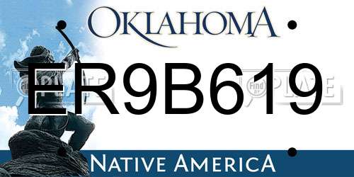 ER9B619 Oklahoma License Plate
