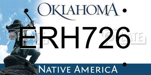 ERH726 Oklahoma License Plate