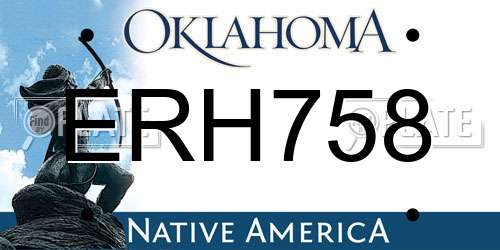 ERH758 Oklahoma License Plate