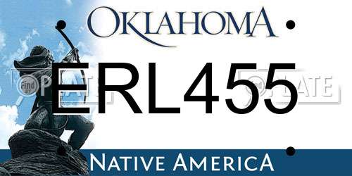 ERL455 Oklahoma License Plate