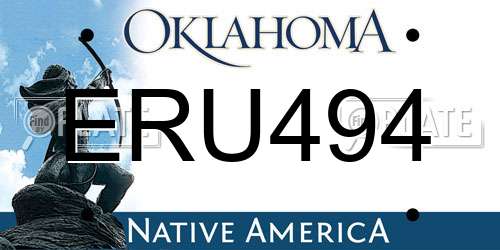 ERU494 Oklahoma License Plate