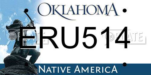 ERU514 Oklahoma License Plate