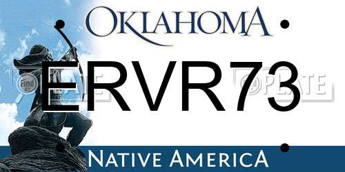 ERVR73 Oklahoma License Plate