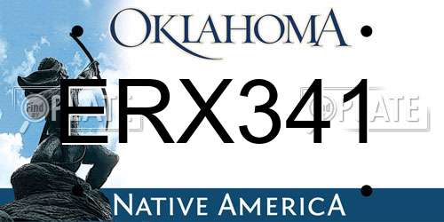 ERX341 Oklahoma License Plate
