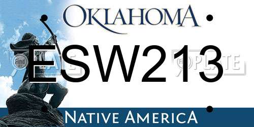 ESW213 Oklahoma License Plate