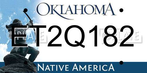 ET2Q182 Oklahoma License Plate