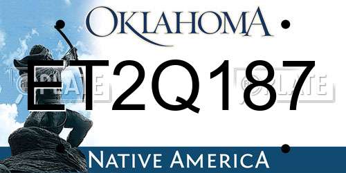 ET2Q187 Oklahoma License Plate