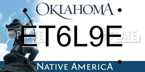 ET6L9E Oklahoma License Plate