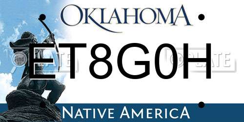 ET8G0H Oklahoma License Plate