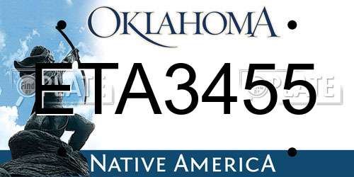 ETA3455 Oklahoma License Plate