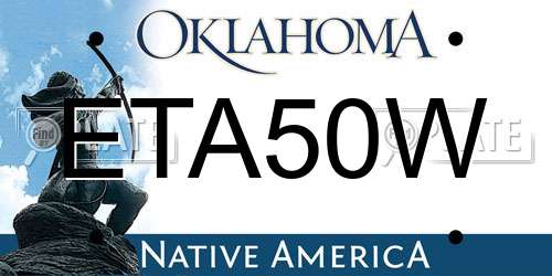 ETA50W Oklahoma License Plate