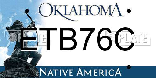 ETB76C Oklahoma License Plate