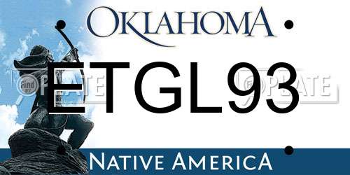 ETGL93 Oklahoma License Plate