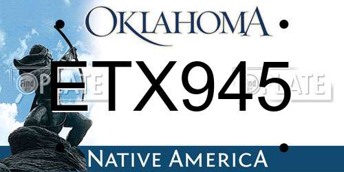 ETX945 Oklahoma License Plate
