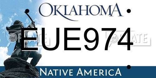 EUE974 Oklahoma License Plate