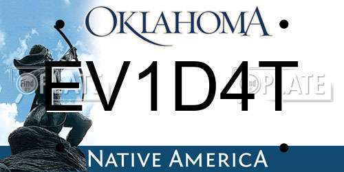 EV1D4T Oklahoma License Plate