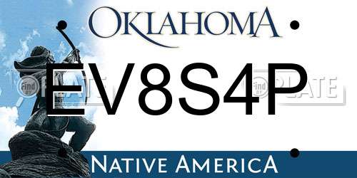 EV8S4P Oklahoma License Plate