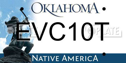 EVC10T Oklahoma License Plate