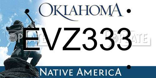 EVZ333 Oklahoma License Plate
